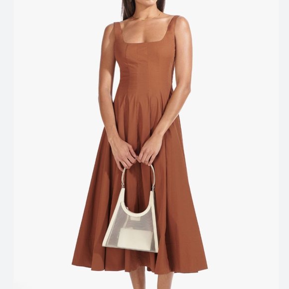 STAUD Dresses & Skirts - STAUD Wells Midi Dress - Tan
